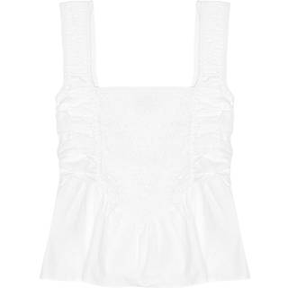 Ganni top - F9646 white cotton poplin smock