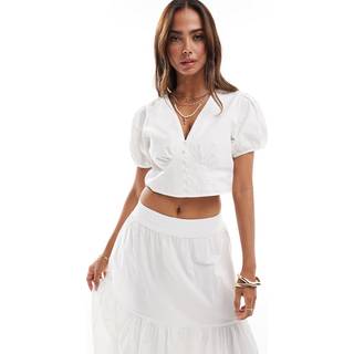 Vero Moda - Hvid - Vmcharlotte Ss Cropped Top Wvn Ga S - Large