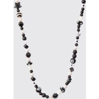 Mens Mixed Beaded Necklace In Black