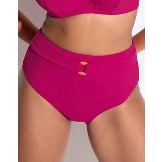 Pour Moi Pour Moi Pink Cali Ribbed Texture High-Waist Belted Control Bikini Bottoms