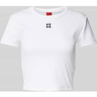 Slim fit T-shirt i bomuldsblanding med broderet stablet logo