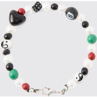 Mens Multi Mixed Bead & Pearl Dice Bracelet