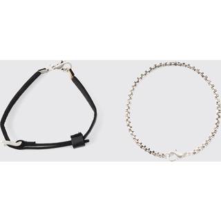 Mens Black 2 Pack Belt Detailing Bracelets