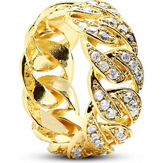 Nicos | 10 mm Glimtende Guldfarvet Cuban Kæde Zirkonia Ring
