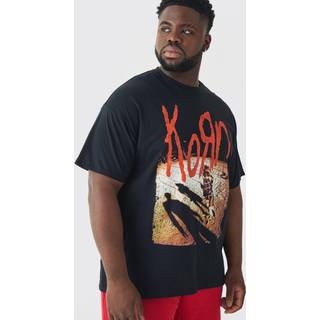 Mens Black Plus Korn License Print T-shirt