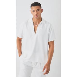 Mens Oversized V Neck Dropped Shoulder Shirt In White