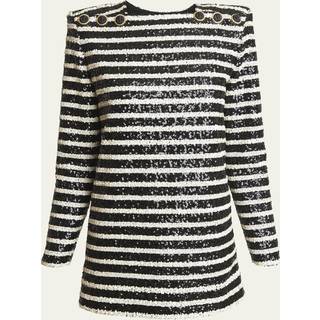 Balmain Sequined striped minidress - black - XS