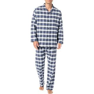 Novila Herren Pyjama blau Flanelle Kariert