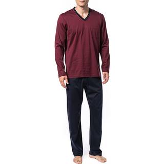 Novila Herren Pyjama rot Jersey-Baumwolle unifarben