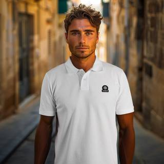 Sandbanks Badge Logo Polo Shirt in White | Sandbanks - 4XL