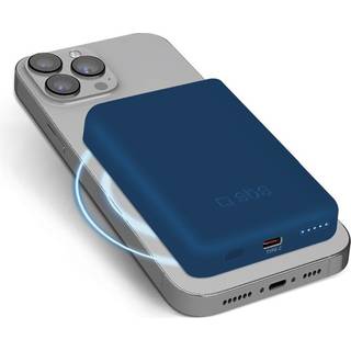 SBS Mag 5000 mAh PowerBank m. USB-C & Trådløs Opladning - Blå
