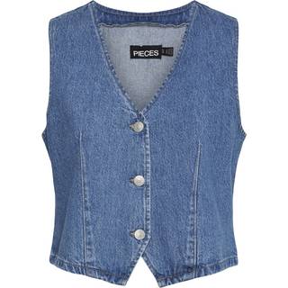 Pieces - Pcsky Vest - Veste til kvinder - Medium Blue Denim - XS