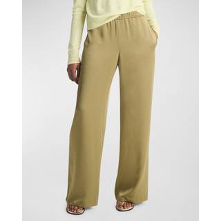 Vince Low-rise satin wide-leg pants - green - M