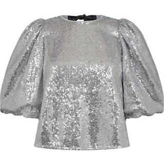 Co´couture - Steviecc Sequin Bow Blouse 35333 - 930 Silver