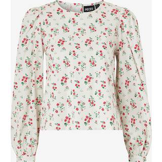 Pieces - Blomstret - Pcminna Ls Back Button Top Pa - Small