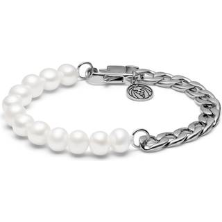 Chad Amager Armbånd m. Sølvfarvet Curb-Kæde & Perler