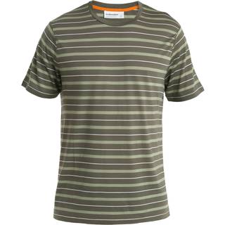 Icebreaker Wave S/S Tee Stripe Merino-shirt Herrer størrelse M farve loden / s