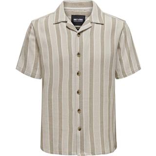 ONLY & SONS Trev Regular SS Structure Stripe Shirt Vintage Khaki
