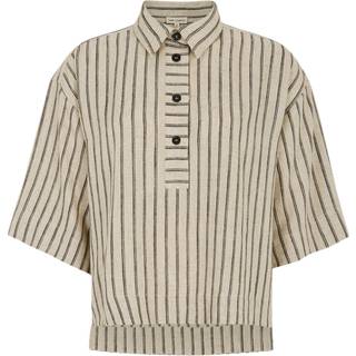 Esmé Studios Kasia Boxy Hør Skjorte - Pure Cashmere Pinstripe