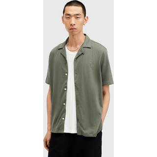All Saints AllSaints Green Hudson Black Short Sleeve Button Up Shirt
