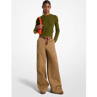 MK Stretch Organic Cotton Wide-Leg Cargo Trousers - Brown - Michael Kors - EU 34