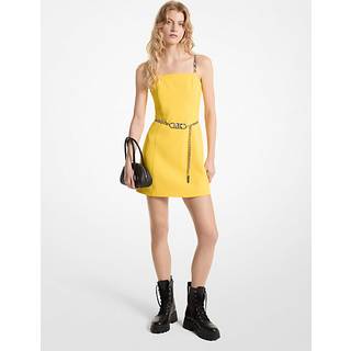 MK Stretch Crepe Belted Mini Dress - Yellow - Michael Kors - EU 36