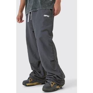 Mens Charcoal Elasticated Waist Oversized OFCL Parachute trousers