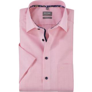 OLYMP Herren Kurzarmhemd rosa,rot Comfort Fit