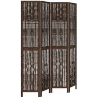 Rumdeler 3 Paneler Massivt Kejsertræ Mørkebrun - 4 / 40 x 200 cm