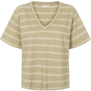 Esmé Studios Emmie V-neck T-shirt - Elm/Lime Cream Stripe