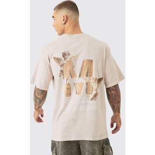 Mens Stone Regular Fit Acid Wash M Cherub Graphic T-shirt