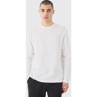 Mens White Basic Long Sleeve Regular Fit Crew Neck T Shirt