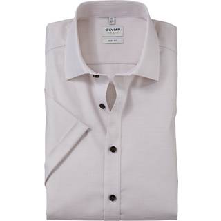 OLYMP Herren Kurzarmhemd beige meliert