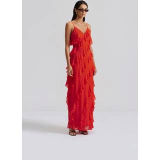 Malina - Rød - Cecily ruffle-trimmed maxi dress - Small