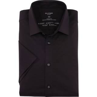 OLYMP Herren Kurzarmhemd schwarz Slim Fit