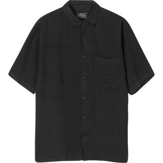 Dyed Linen Victor Skjorte, Black, XL
