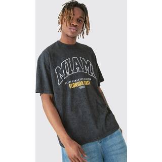 Mens Charcoal Tall Acid Wash Miami T-shirt