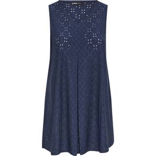 Yours Curve Yours Curve Blue Broderie Pleated Swing Vest