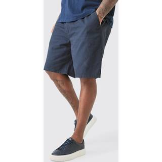 Mens Plus Fixed Waist Navy Relaxed Fit Shorts