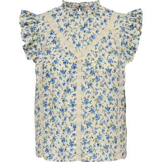 ONLY dame top ONLCHALINE - Cloud Dancer FLOWER SPEARMINT PRINT - XS
