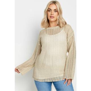 Yours Curve Yours Curve Natural Natural Brown Pointelle Crochet Jumper