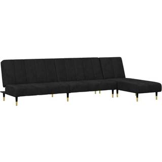 L-Formet Sovesofa 275X140X70 Cm Velour - Sort / Uden armlæn