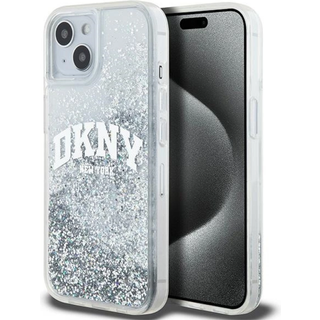iPhone 15 DKNY Liquid Glitter Arch Logo Cover - Transparent