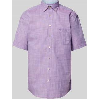 Fynch-Hatton Herren Kurzarmhemd violett meliert