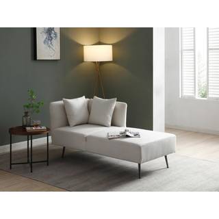 Højrevendt chaiselong i cremehvidt stof NAPASA