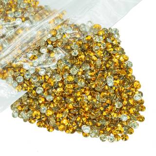 qiipii 5000pcs 4 mm lyse guldharpiks rhinestones til h?ndv?rk klar gylden fladback gel? rhinestones bulk ss16 ikke-hotfix gyldne sten diamanter k