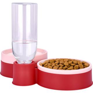 NOA Store Pet Food and Water Dispenser - 2 Fjernelige skåle - Gravity -Fed Drinksystem til katte og hunde - 12x7x8 tommer - Let at rengøre foder