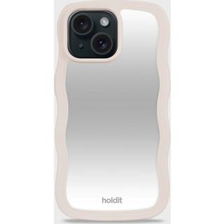 Holdit iPhone 15 / 14 / 13 Wavy Cover - Light Beige / Mirror