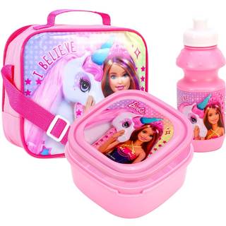 Barbie Magisk Enhjørning - Til piger, isoleret 3-delt frokostpose, sandwichboks og drikkedunk til skole og rejse