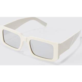 Mens Chunky Rectangular Mirror Lens Sunglasses In White
